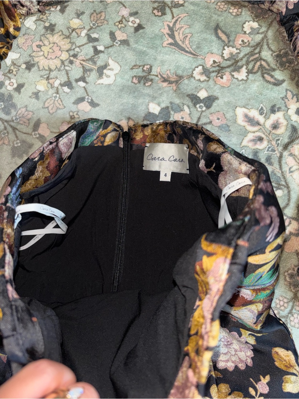 CARA CARA Birds Of Paradise Jacquard Off The Shoulder Floral Luxury Mini Dress 4 - Picture 4 of 9